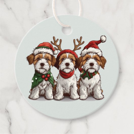 Étiquettes Cadeau Chiens de Noël Welsh Wire Fox Terrier (Devant)