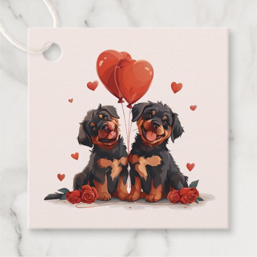 Étiquettes Cadeau Chiens rotules de la Saint-Valentin (Devant)