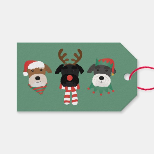 Étiquettes-cadeau Chiens Schnauzer de Noël (Devant (Horizontal))