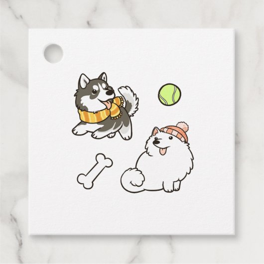 Étiquettes Cadeau Chiens Spitz Fluffy (Devant)