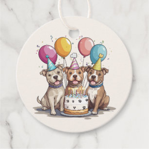 Étiquettes Cadeau Chiens taureaux de Pit d'anniversaire