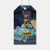 Étiquettes-cadeau Chihuahua Chien Halloween Camion Effrayant Nuit (Dos)