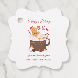 Étiquettes Cadeau Chillin' Noël Chocolat chaud et pain d'épices