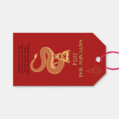 Étiquettes-cadeau Chinois Bonne Année De Dragon Logo Rouge (Devant (Horizontal))