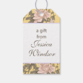 Étiquettes-cadeau Chinoiserie Aiguille fleurie jaune (Devant)