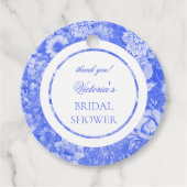 Étiquettes Cadeau Chinoiserie Bleu Blanc Shower de Mariée (Devant)