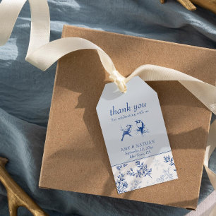 Étiquettes-cadeau Chinoiserie Bleu Élégant Mariage Floral Favoriser