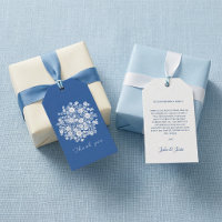 Chinoiserie bleu poussiéreux floral remerciement f