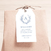 Étiquettes-cadeau Chinoiserie classique Monogramme bleu Mariage Bien