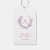 Étiquettes-cadeau Chinoiserie classique Monogramme rose Mariage (Dos)