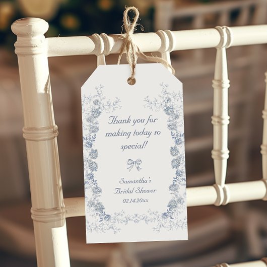 Étiquettes-cadeau Chinoiserie Floral Quelque chose de bleu Fête des 