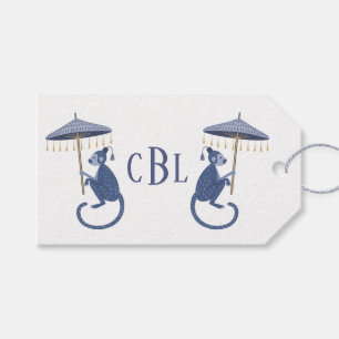 Étiquettes-cadeau Chinoiserie Monkeys Monogrammed Gift Tags