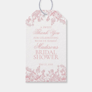 Étiquettes-cadeau Chinoiserie rose Vintage Fête des mariées florale