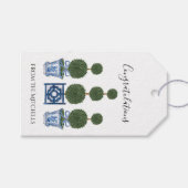 Étiquettes-cadeau Chinoiserie Topiary Trees avec Bow Bleu (Devant (Horizontal))