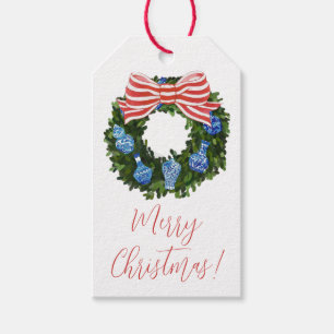 Étiquettes-cadeau Chinoiserie Wreath Holiday Tags cadeaux, Noël