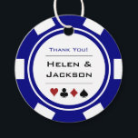Étiquettes Cadeau Chip de poker en bleu marine et blanc Mariage Casi<br><div class="desc">Se marier à Las Vegas ou une autre ville de casino amusante ? Ou avoir un mariage à thème casino ? Ces étiquettes bleu marine et blanc rendraient un complément parfait aux faveurs de vos invités. Invitation correspondante,  papeterie et fournitures de réception disponibles.</div>