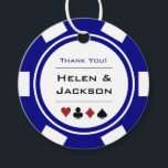 Étiquettes Cadeau Chip de poker en bleu marine et blanc Mariage Casi<br><div class="desc">Se marier à Las Vegas ou une autre ville de casino amusante ? Ou avoir un mariage à thème casino ? Ces étiquettes bleu marine et blanc rendraient un complément parfait aux faveurs de vos invités. Invitation correspondante,  papeterie et fournitures de réception disponibles.</div>