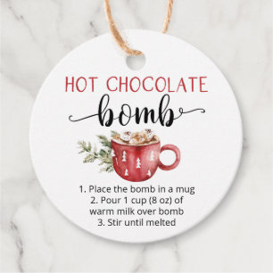 Étiquettes Cadeau Chocolat chaud bombe mignonne aquarelle