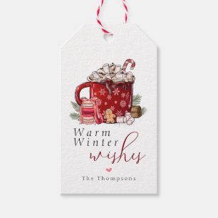 Étiquettes-cadeau Chocolat Chaud Confortable Vœux de l'Hiver Chaleur
