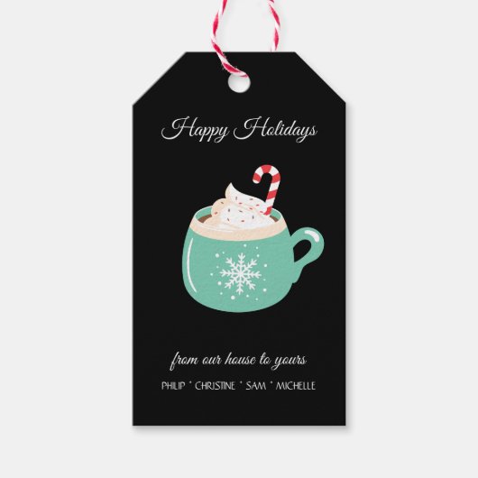 Étiquettes-cadeau Chocolat chaud de Noël (Devant)
