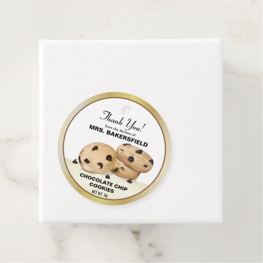 Étiquettes Cadeau Chocolat Chip Cookies Merci Baking Cadeau (En situation)