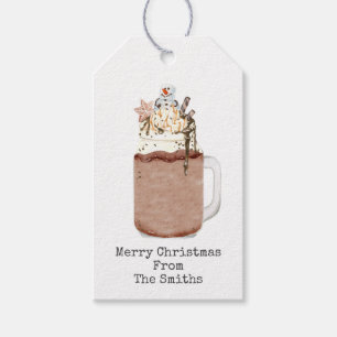 Étiquettes-cadeau Chocolat Snowman Mason Jar Milkshake Noël
