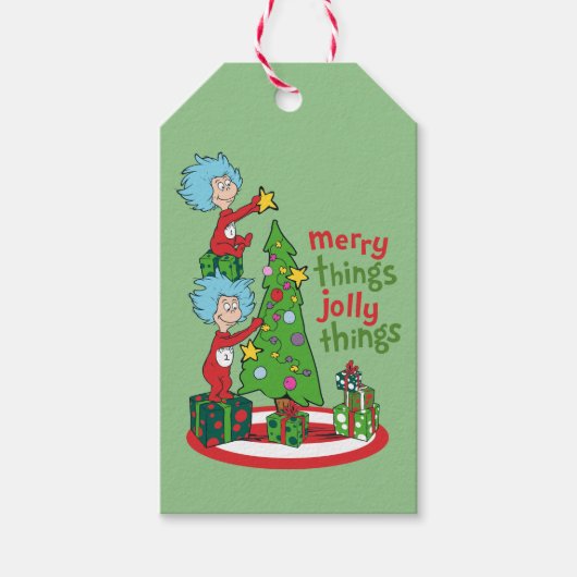 Étiquettes-cadeau Chose Une Chose Deux Merry Things Jolly Things (Devant)