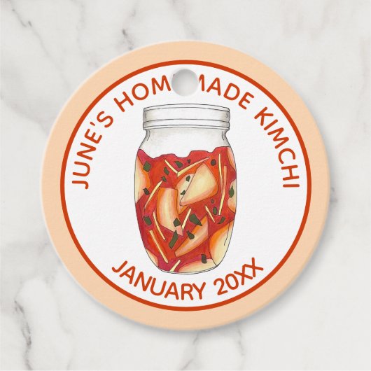 Étiquettes Cadeau Chou fermenté Kimchi fait maison Nourriture coréen (Devant)