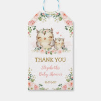 Chouette des bois féminine Baby shower floral rose