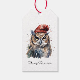 Étiquettes-cadeau Chouette d'hiver enchantée, personnalisée