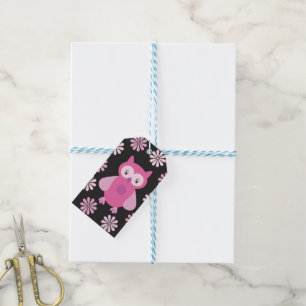 Étiquettes-cadeau Chouette rose mignonne