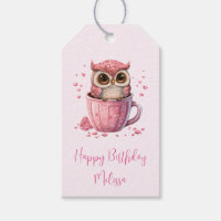 Chouette rose mignonne dans une coupe Anniversaire