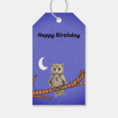 Étiquettes-cadeau Chouette sur Branche Gold Yeux Cristal Collier pou (Dos)