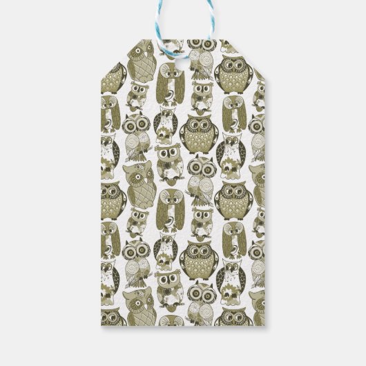 Étiquettes-cadeau Chouettes d'or (Dos)