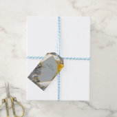 Étiquettes-cadeau Chouettes - feuilles Plantes en gris/jaune 2021 co (Avec de laficelle)