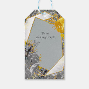 Étiquettes-cadeau Chouettes - feuilles Plantes en gris/jaune 2021 co