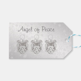 Étiquettes-cadeau Christmas Angel of Peace Silver-Grey "À : De:"