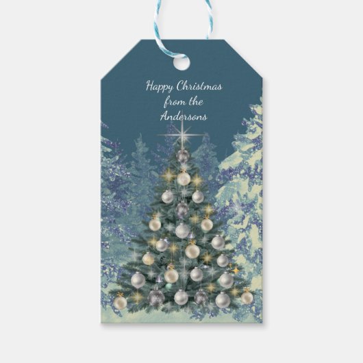 Étiquettes-cadeau Christmas Gift Tag- Stylish Winter Scene (Devant)