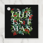 Étiquettes Cadeau CHRISTMAS Greenery Berries Holiday Black (Devant)
