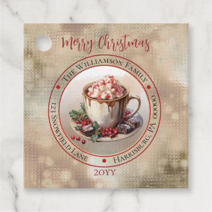 Étiquettes Cadeau Christmas Holiday Hot Cocoa Circle Retour Adresse