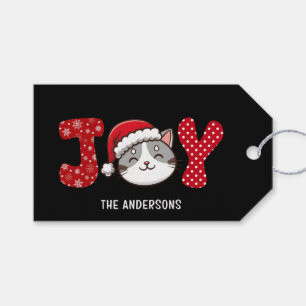Étiquettes-cadeau Christmas Kitty Chat "JOY" Personnalisé
