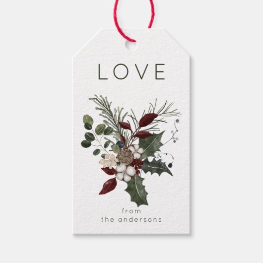 Étiquettes-cadeau Christmas Love Rustic Greenery (Devant)