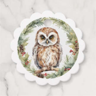 Étiquettes Cadeau christmas owl illustration owl wall art holiday 