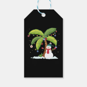 Étiquettes-cadeau Christmas Palm Tree And Snowman