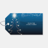 Étiquettes-cadeau Christmas Party Reindeer Tree Blue Sky Shiny Stars (Dos (Horizontal))