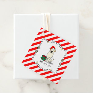 Étiquettes Cadeau Christmas Père Noël Yellow Labrador Retriever Cute