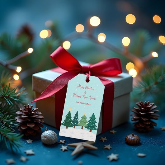 Étiquettes-cadeau Christmas Pine  Forest Tree Merry Christmas