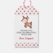 Étiquettes-cadeau Christmas Reindeer First Birthday Favoriser les ét (Devant)