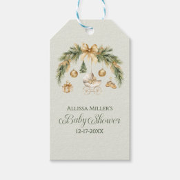 Étiquettes-cadeau Christmas Watercolor Greenery Winter Baby Shower