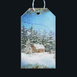 Étiquettes-cadeau Christmas Winter Wonderland<br><div class="desc">Ajoutez une merveilleuse terre d'hiver de Noël paisible à vos cadeaux avec ces étiquettes d'aquarelle festives. Une cabine enneigée est nichée dans les bois au milieu des arbres,  avec une végétation de vacances qui frise le sommet et le fond.</div>
